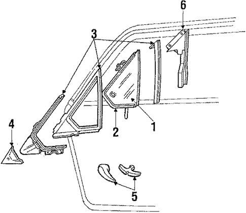 Vent Glass & Hardware for 1985 Ford Escort #0