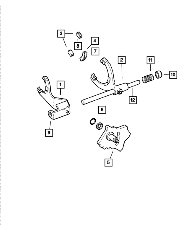 « 5103305AB – Transfer Case Model 244 [DHU] : Sélection De Mode De Boîte De Transfert Fourchette pour Mopar Image »