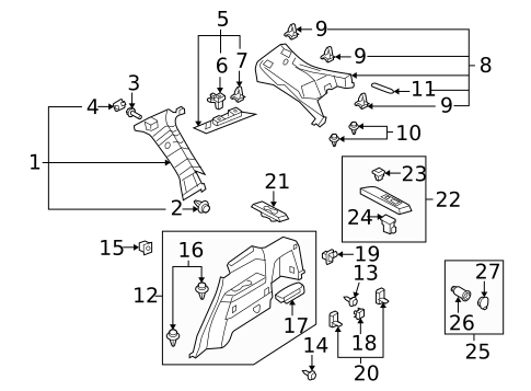 Interior Trim - Quarter Panels for 2012 Mazda CX-9 #0