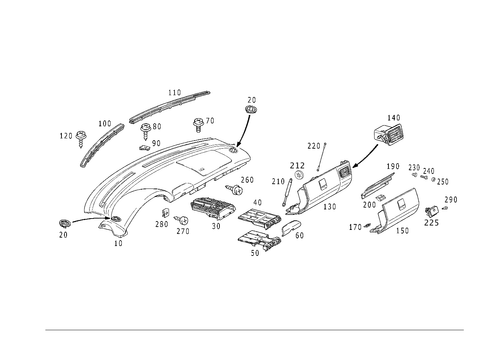 Instrument Panel with Glove Box, Body Parts for Passenger Airbag for 1999 Mercedes-Benz SLK230 #0