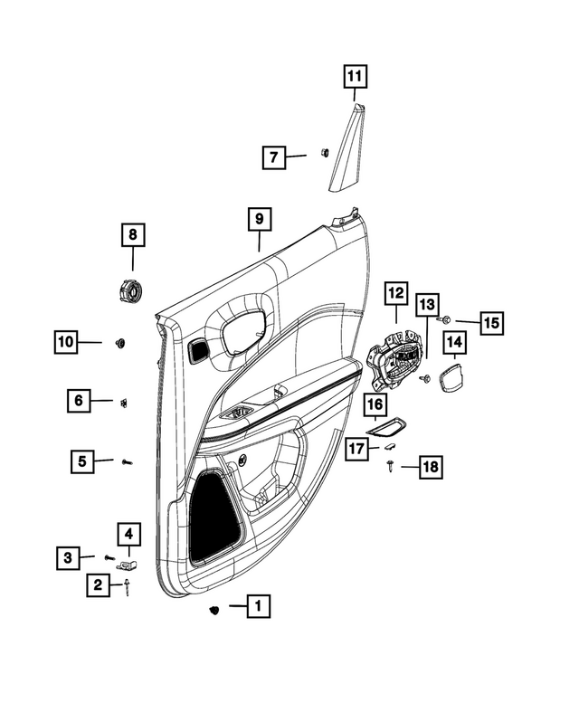 « 6WJ644X9AH –  : Garnissage De Porte Arrière Panneau, Côté Droit pour Mopar Image »