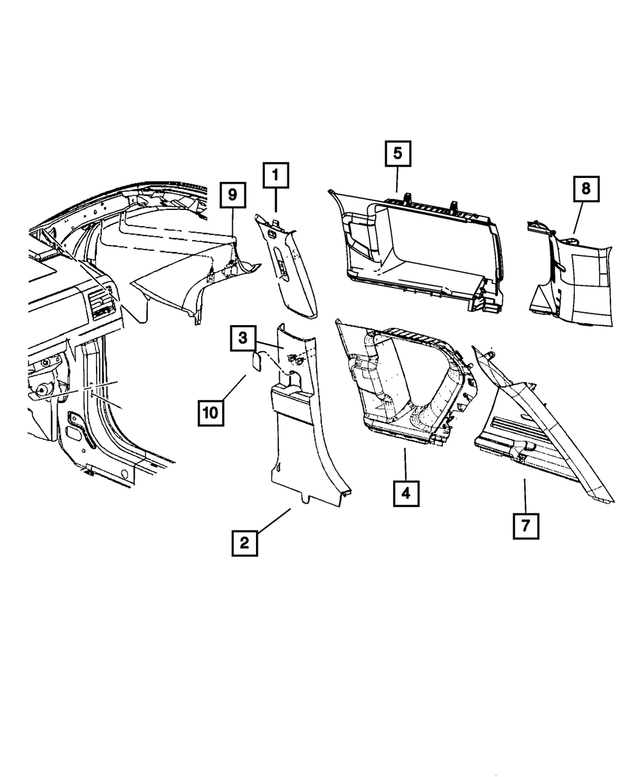 « 1AX75HDAAF – Interior Trim : Garnissage Supérieur De Montant B Panneau, Côté Gauche pour Mopar Image »
