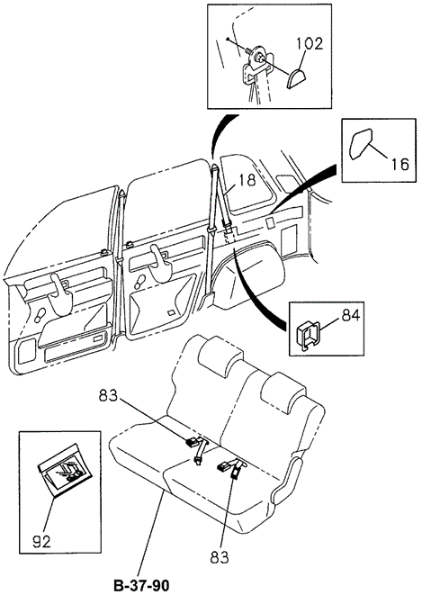 Seat Belt (RR.) for 1997 Acura SLX #0