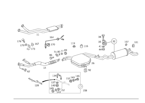 Exhaust System Used on Six-Cylinder Gasoline Vehicles for 1993 Mercedes-Benz 300SE #0