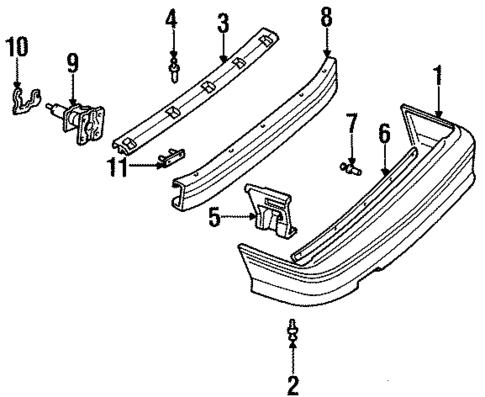 Bumper & Components - Rear for 1991 Chevrolet Cavalier #0