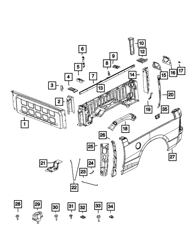 68027842AA - Body Sheet Metal Except Doors: Front Box Panel, Right for Mopar Image