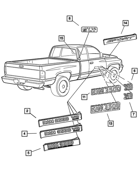 Nameplates for 2001 Dodge Ram 2500 #1