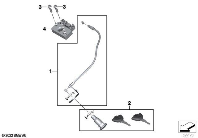 51258567007 - Body Equipment: Set Seat Lock Attachment -  for BMW-Motorrad Image