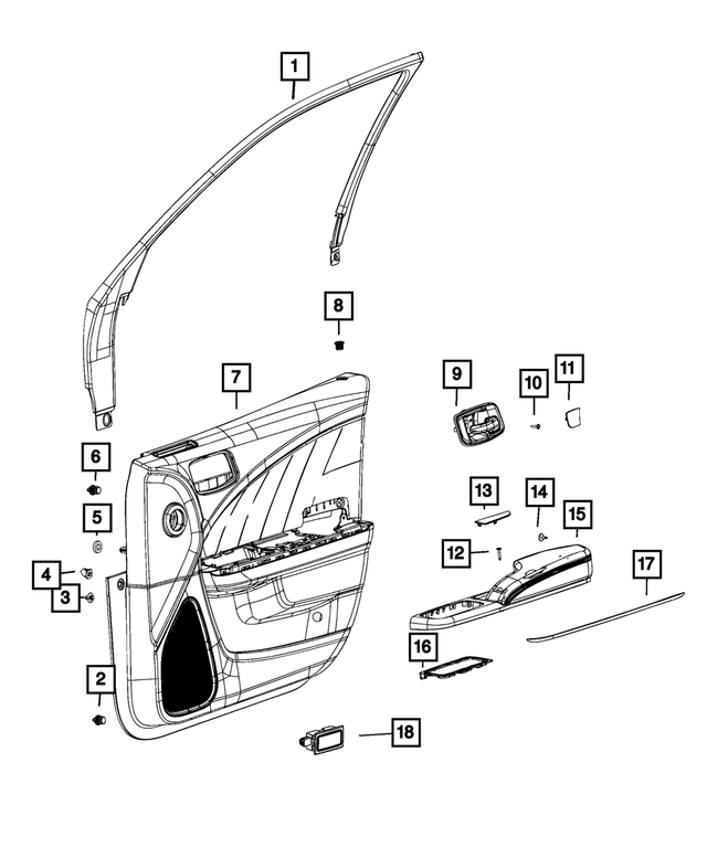 5SJ532XCAE - : Front Door Trim Panel Assembly, Left for Mopar Image
