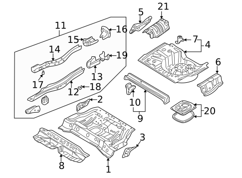 Rear Floor & Rails for 2001 Mazda Protege #0