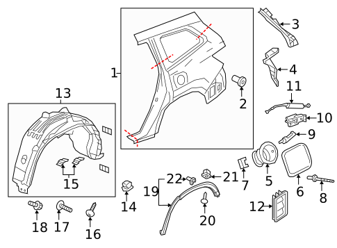 Quarter Panel & Components for 2020 Honda Pilot #0