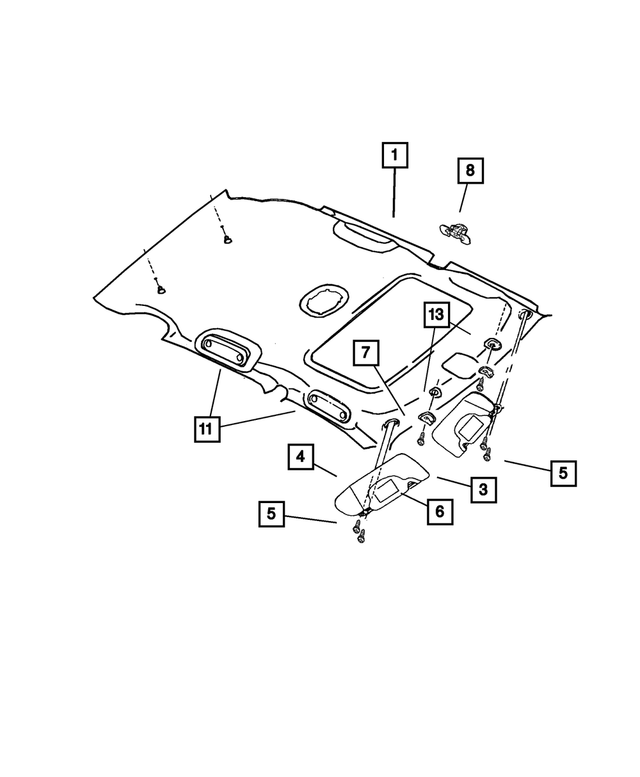 « 1EK34XDHAB – Interior Trim : Eclairé Pare-soleil, Côté Gauche pour Mopar Image »