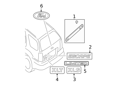 Exterior Trim - Lift Gate for 2004 Ford Escape #0