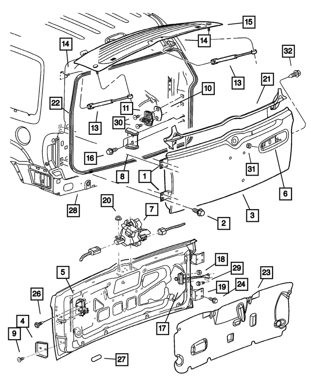 52850559AB - Body Sheet Metal Except Doors: Liftgate Hinge, Lower for Jeep: Liberty Image