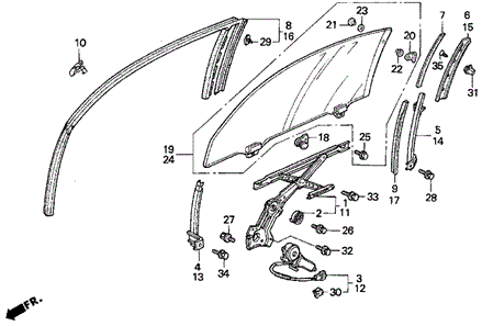 Door Window for 1993 Honda Prelude #0