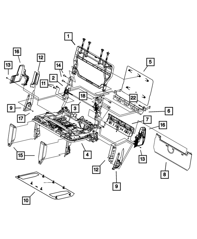 68102121AC - Interior Trim: Rear Seat Back Frame for Mopar Image