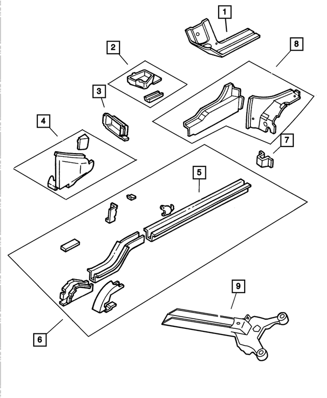 4580091AB - Frames and Bumpers: Floor Pan Rail Cap, Left for Mopar Image image