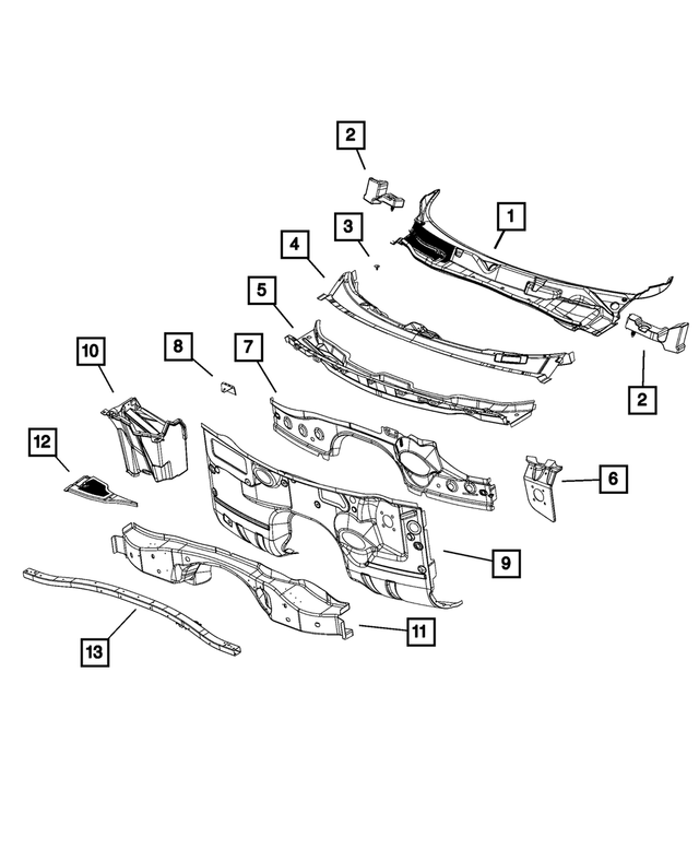 « 68058045AB – Body Sheet Metal Except Doors : Gaine D`auvent, Bas Panneau pour Mopar Image »