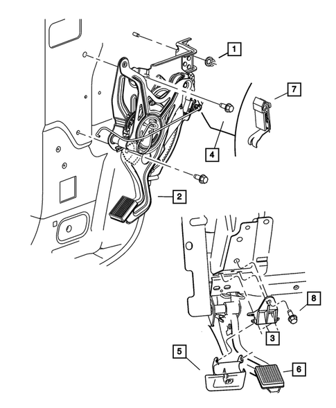 Parking Brake Lever, Cables and Rear Disc Park Brake Assembly for 2008 Chrysler Pacifica #1