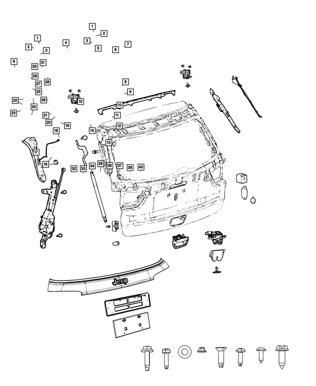 68322742AD - Doors, Door Mirrors and Related Parts: Liftgate Upper Seal for Mopar Image image