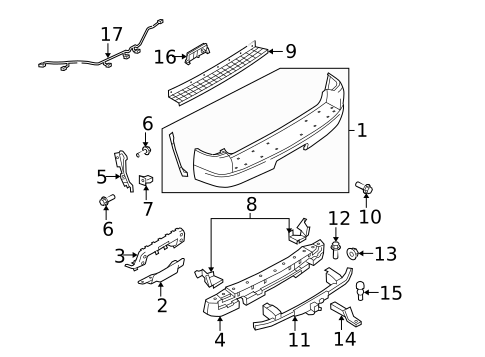 Bumper & Components - Rear for 2008 Ford Explorer #0
