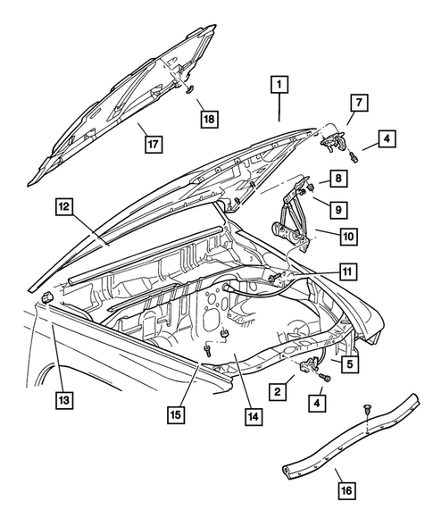 Hood & Hood Release for 2001 Dodge Dakota #0