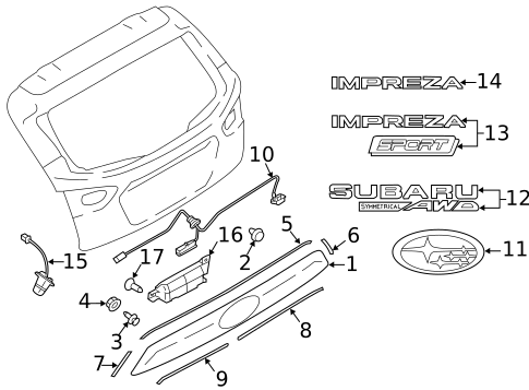Exterior Trim - Lift Gate for 2021 Subaru Impreza #0