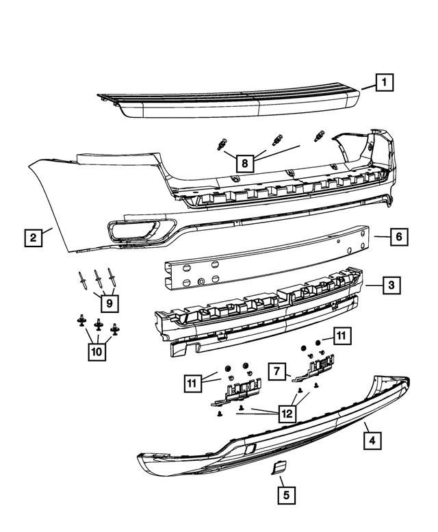 68109903AA - Frame, Bumper and Fascia: Rear Lower Fascia for Mopar Image