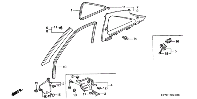 Pillar Garnish for 1999 Acura Integra #1
