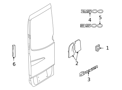 Exterior Trim - Rear Door for 2009 Dodge Sprinter 2500 #0