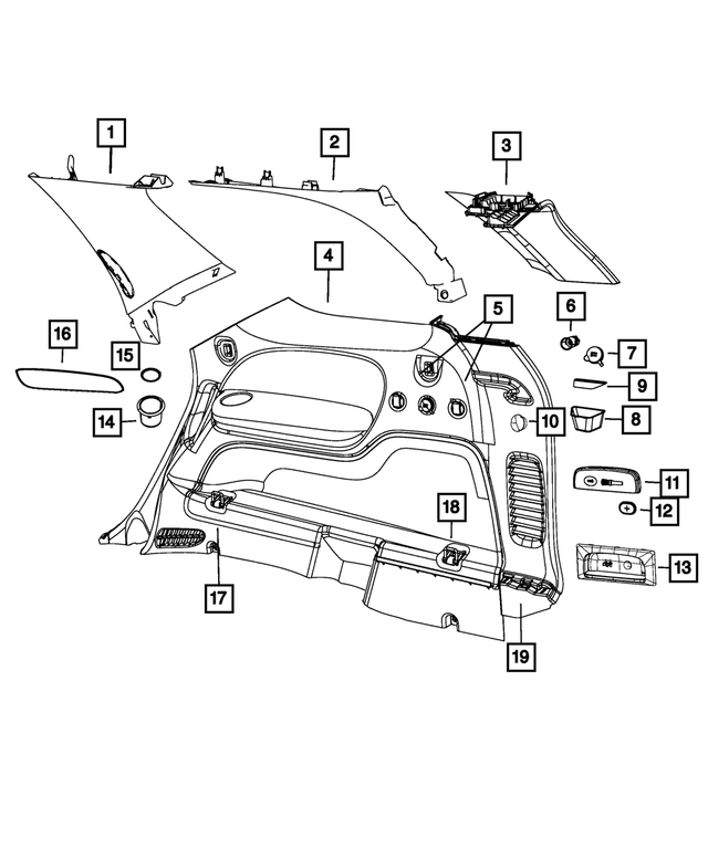 1GR12DX9AF - Interior Trim: C Pillar Molding, Right for Mopar Image image