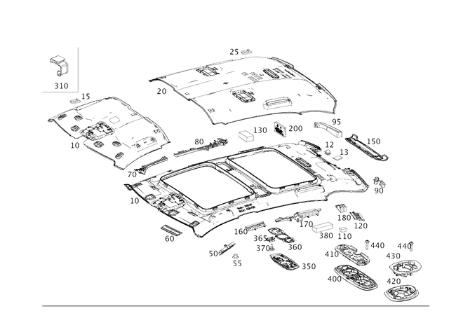 2226905803 - Covering and Lining: Trim, Roof for Mercedes-Benz: Maybach S550, Maybach S560, Maybach S600, Maybach S650, S450, S550, S560, S600 Image image