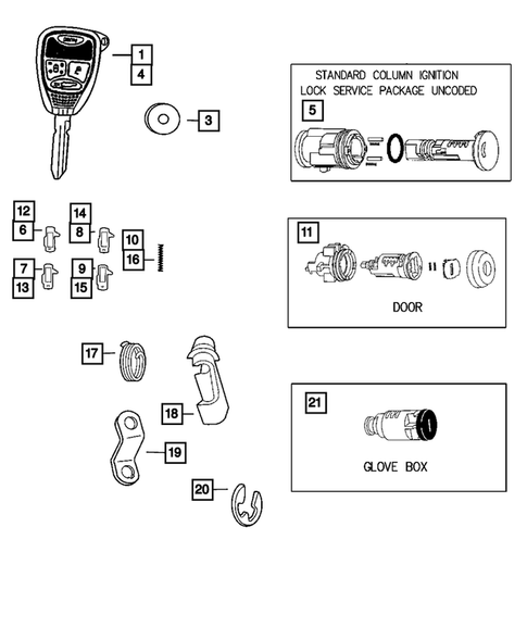 Lock Cylinders and Keys for 2005 Jeep Grand Cherokee #0