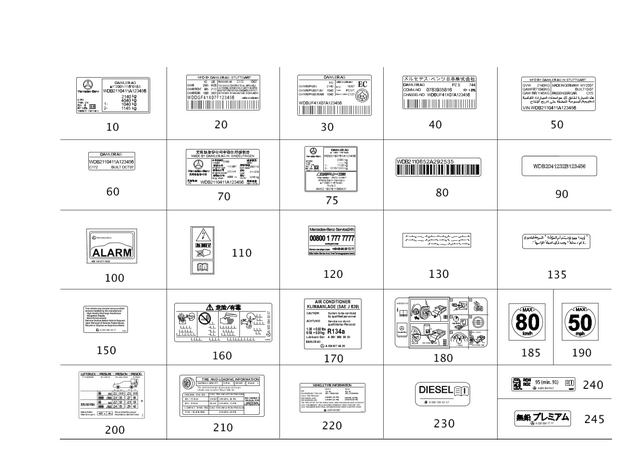 2045847207 - : Info Label, Tire Press for Mercedes-Benz Image