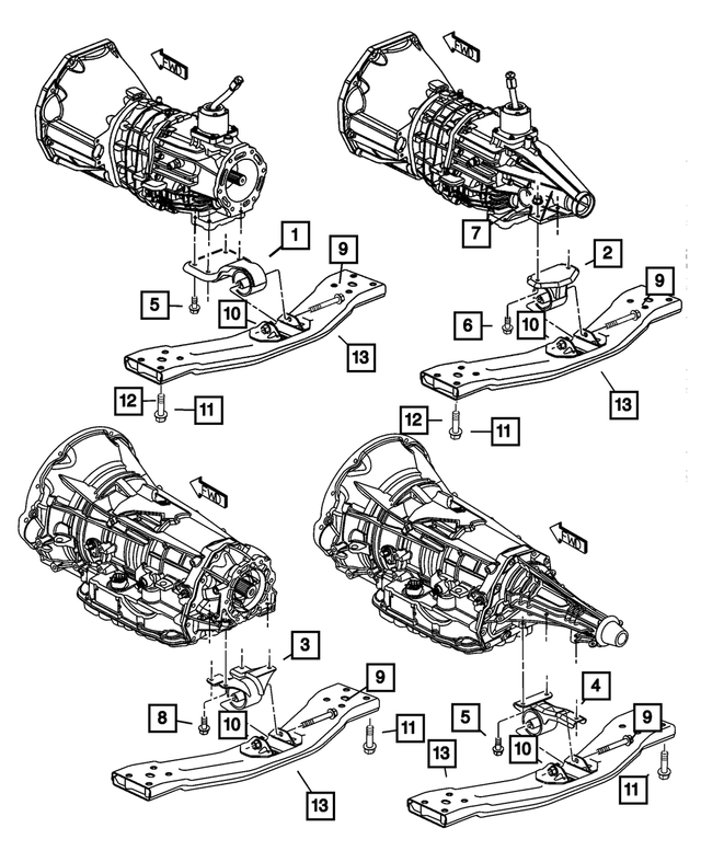 52059324AA - Engine Mounting: Transmission Support Bracket And Insulator for Mopar Image