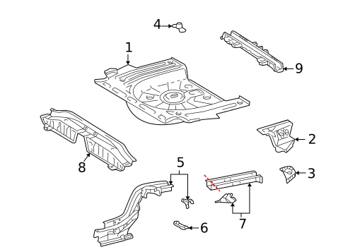Rear Floor & Rails for 2004 Pontiac Vibe #0