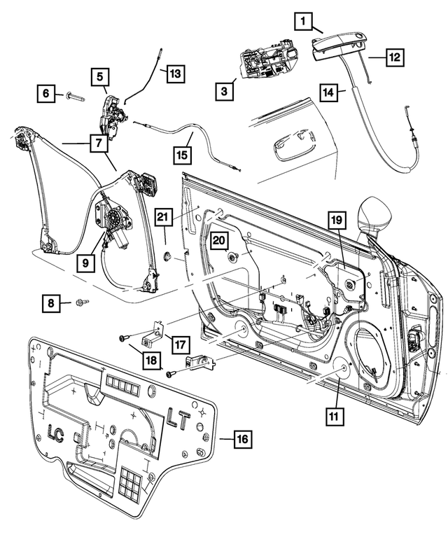 1MZ85MGMAJ - Doors, Door Mirrors and Related Parts: Front Door Exterior Handle, Left for Mopar Image