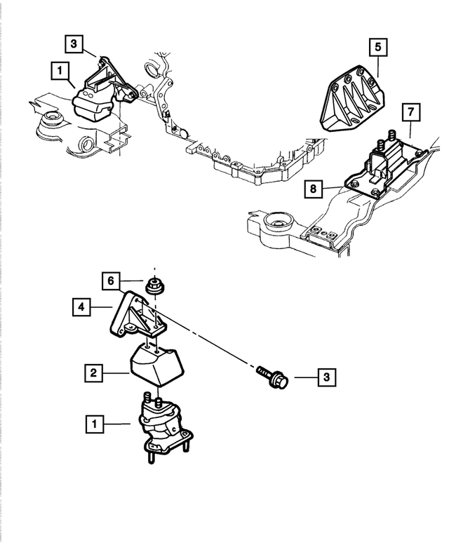 4593184AB - Engine Mounting: Engine Support Cushion, Right for Mopar Image