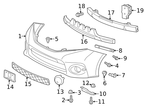 Bumper & Components - Front for 2014 Toyota Sienna #0
