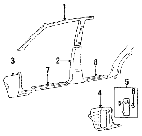 Interior Trim - Pillars for 1996 Hyundai Sonata #0