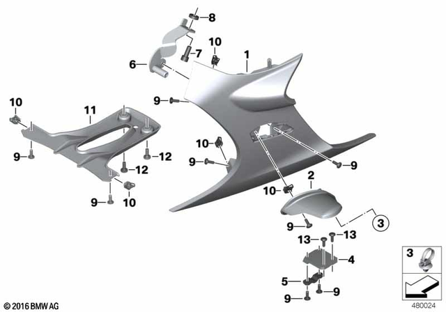46638543981 - Frame and Mounting Parts: Grill Cover, Left - Rohteil/blank for BMW-Motorrad Image