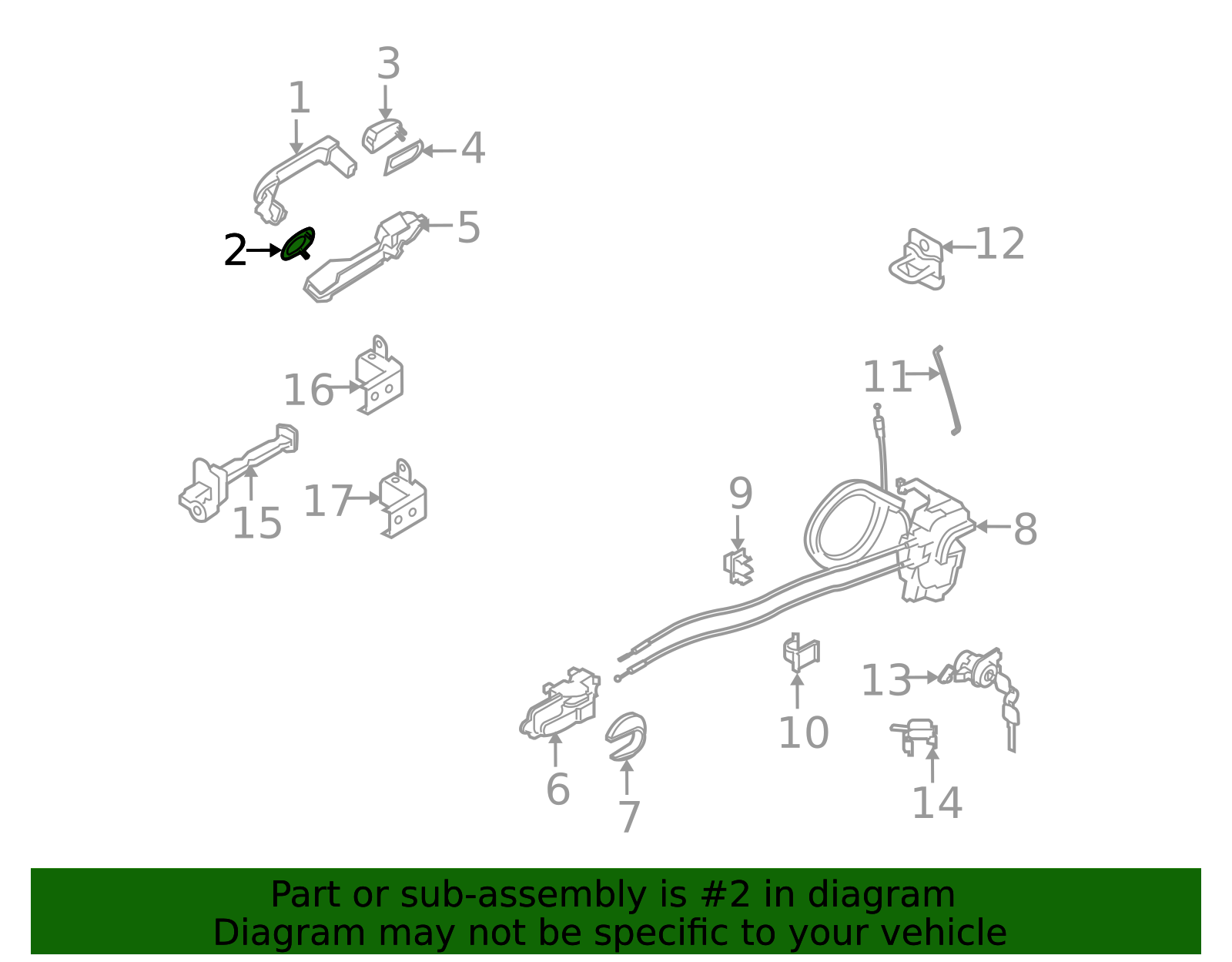 2007-2012 Nissan Versa Exterior Door Handle Gasket 80652-EL00A | OEM ...
