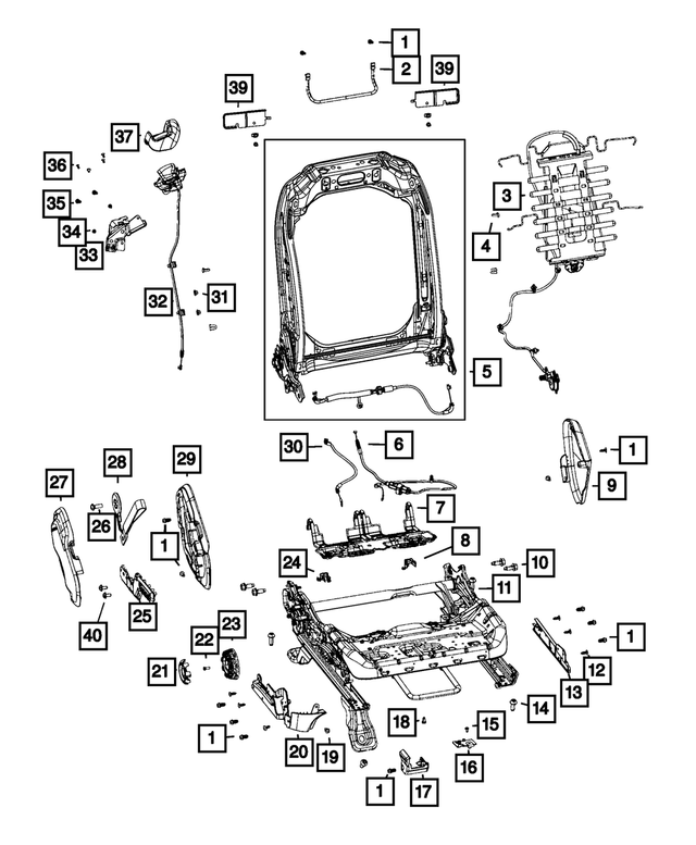 68276611AK - Interior Trim: Front Seat Back Frame for Mopar Image image