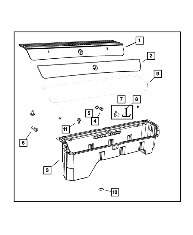 68146641AA - Body Sheet Metal Except Doors: Storage Bin Door, Left for Mopar Image image