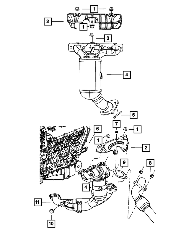 4892165AC - 3.5L Gas; Engine: Exhaust Manifold Shield, Upper Left for Mopar Image