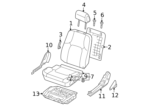 Front Seat Components for 2012 Nissan Pathfinder #2