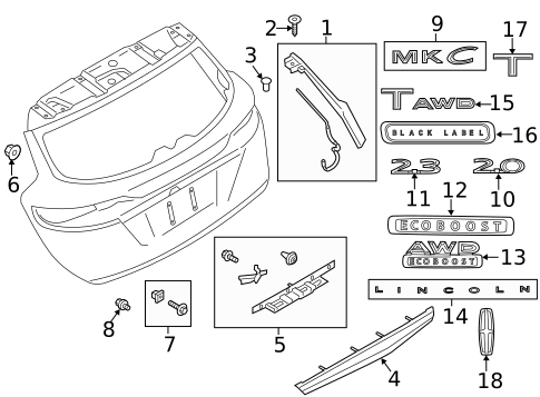 Exterior Trim - Lift Gate for 2019 Lincoln MKC #0