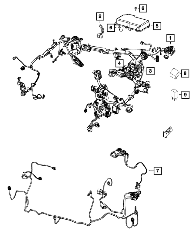 68142498AA - Electrical: Engine Wiring Bracket for Mopar Image image