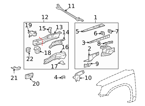 Structural Components & Rails for 2007 Toyota Highlander #1