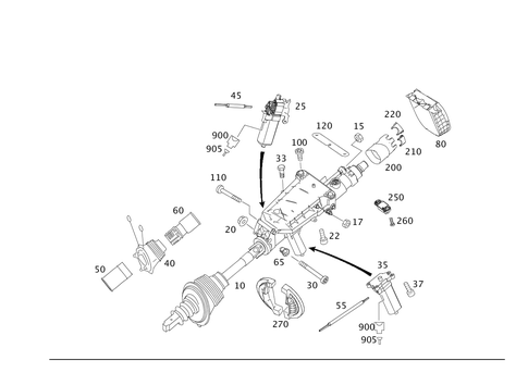 Steering Column Jacket Tube and Steering Shaft, Electrically Adjustable for 2007 Mercedes-Benz CL550 #0